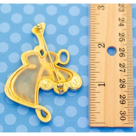 Vintage Mid Century Musical Angel Rhinestone Brooch by LC - M15 - Picture 2 of 2